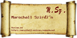Marschall Szirén névjegykártya